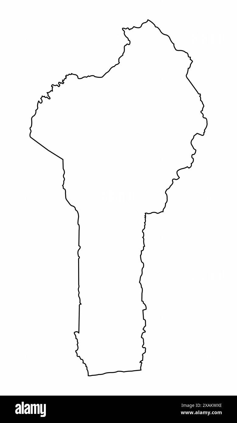 Mappa di contorno del Benin isolata su sfondo bianco Illustrazione Vettoriale
