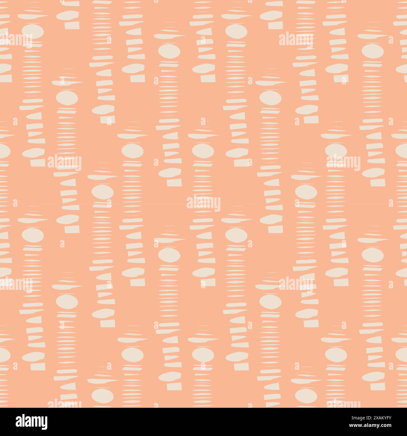 Linee di tracciatura stravaganti disegnate a mano e motivo senza cuciture. La striscia di doodle organica con texture vettoriale segna lo sfondo. Rosa pesca giocosa Illustrazione Vettoriale