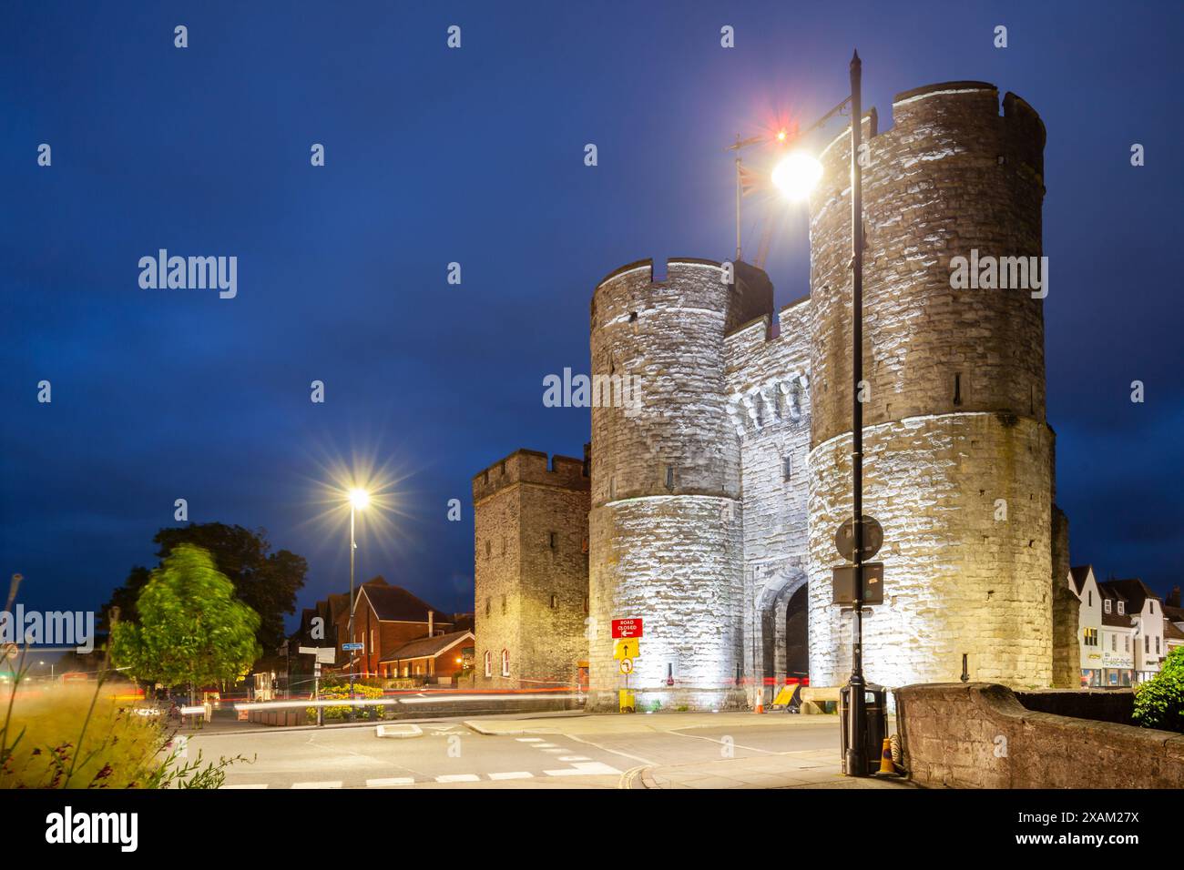 Serata alle Westgate Towers di Cantebury, Inghilterra. Foto Stock