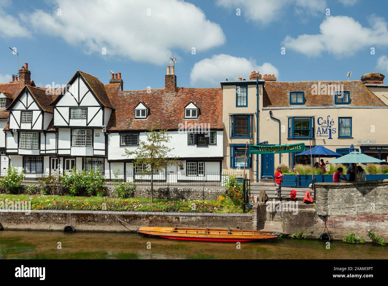 Westgate Punts sul fiume Great Stour a Canterbury, Kent, Inghilterra. Foto Stock