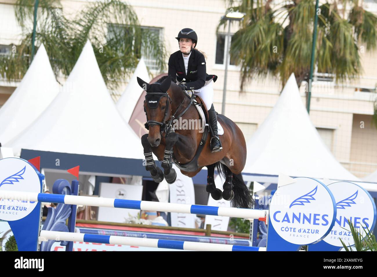 CANNES, FRANCIA - 07 GIUGNO: Janne Friederike Meyer Zimmermann partecipa al "Longines Global Champions League Tour of Cannes 2024" il 7 giugno 2024 a Cannes, Francia Credit; Media Pictures/Alamy Stock Live News Foto Stock