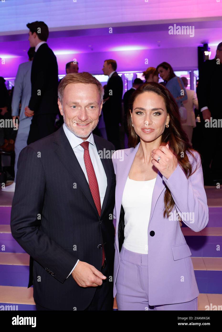Christian Lindner, Franca Lehfeldt bei der Bertelsmann Sommerparty in der Bertelsmann Repräsentanz Berlin. *** Christian Lindner, Franca Lehfeldt al Bertelsmann Summer Party presso l'Ufficio di rappresentanza Bertelsmann a Berlino Foto Stock