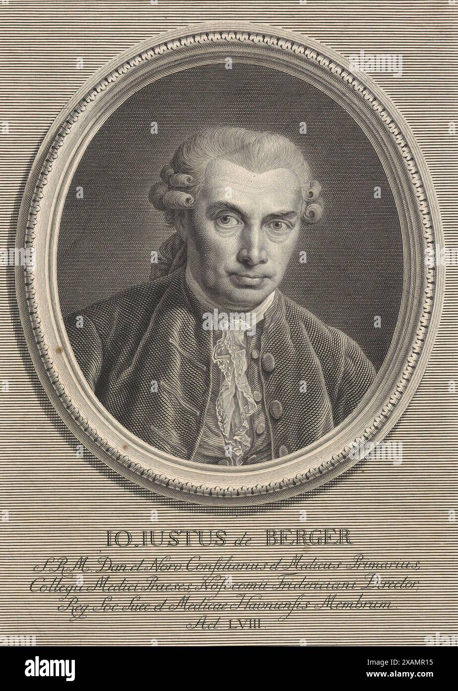 IO. IUSTUS de BERGER, 1781. Foto Stock