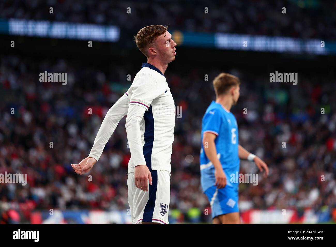 Wembley Stadium, Londra, Regno Unito. 7 giugno 2024. Amichevole internazionale di calcio, Inghilterra contro Islanda; Cole Palmer dell'Inghilterra frustrato di perdere una possibilità di segnare Credit: Action Plus Sports/Alamy Live News Foto Stock