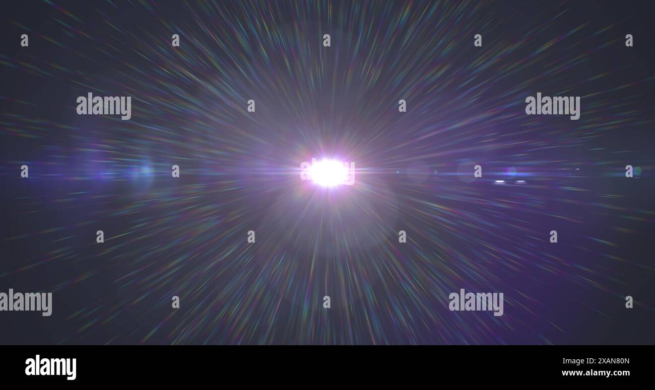 Immagine di macchie luminose e tracce su sfondo nero, spazio di copia Foto Stock