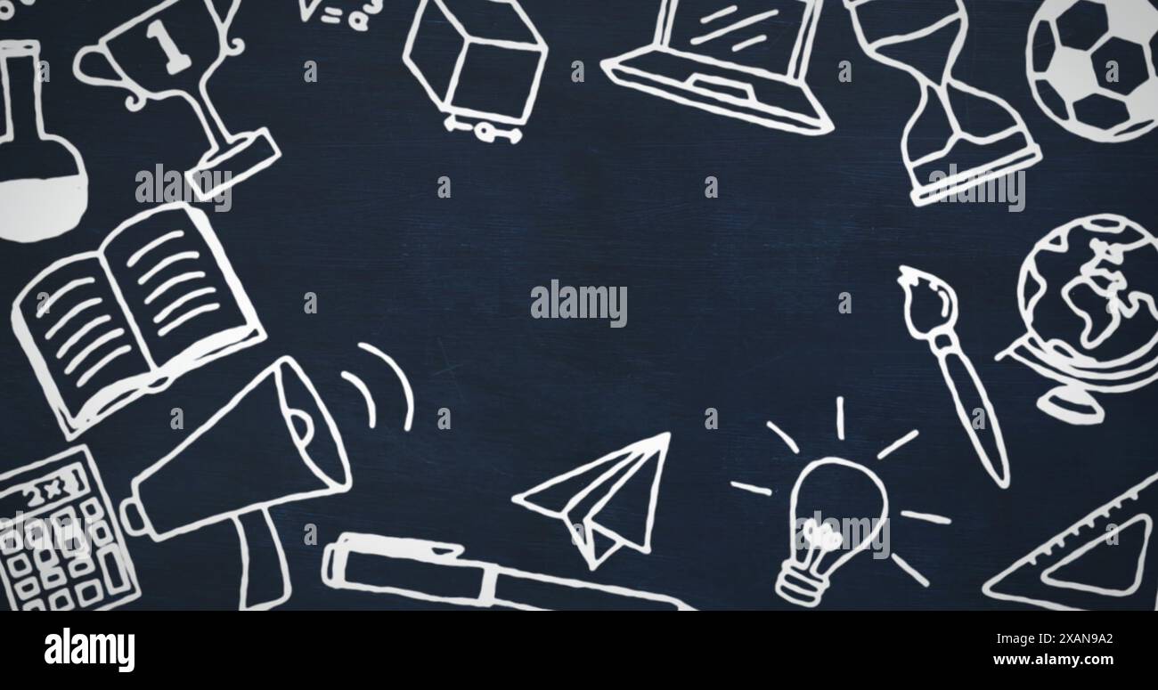 Immagine di più disegni di icone su sfondo astratto Foto Stock