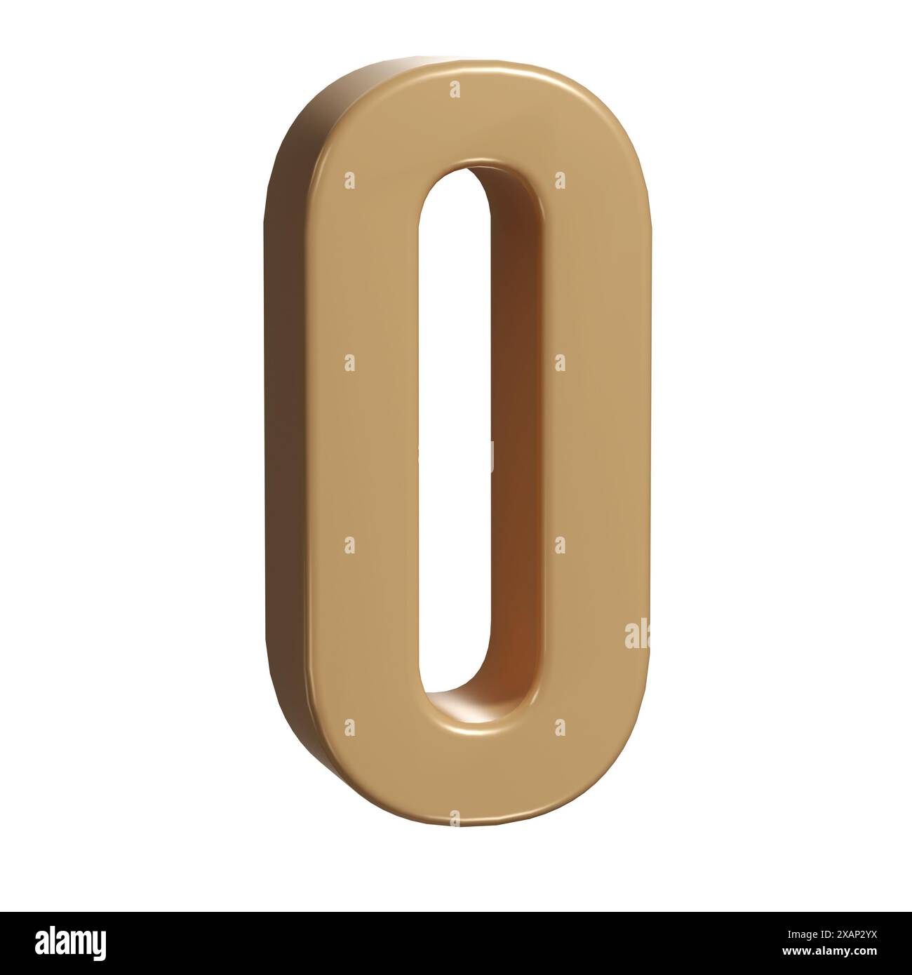 simbolo tipografico dorato o bronzo brillante numero zero 0 3d o modello di segno, illustrazione realistica. Cifra o cifra dorata per la numerazione Foto Stock