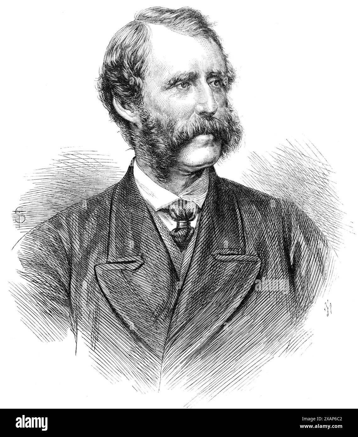 Tenente colonnello Henderson, il nuovo Commissario capo della polizia metropolitana, 1869. Incisione da una fotografia di John Watkins. La nomina del tenente colonnello Edmund Y. W. Henderson a succedere al defunto Sir Richard Mayne come capo della polizia metropolitana è stata annunciata diverse settimane fa, e da allora è entrato nei doveri del suo ufficio. Il colonnello Henderson fu, per un periodo di tredici anni (dal 1847 al 1860) a capo della struttura carceraria nell'Australia Occidentale. Tornò in Inghilterra nel 1860, e poco dopo, alla morte di Sir Joshua Jebb, lo fu Foto Stock