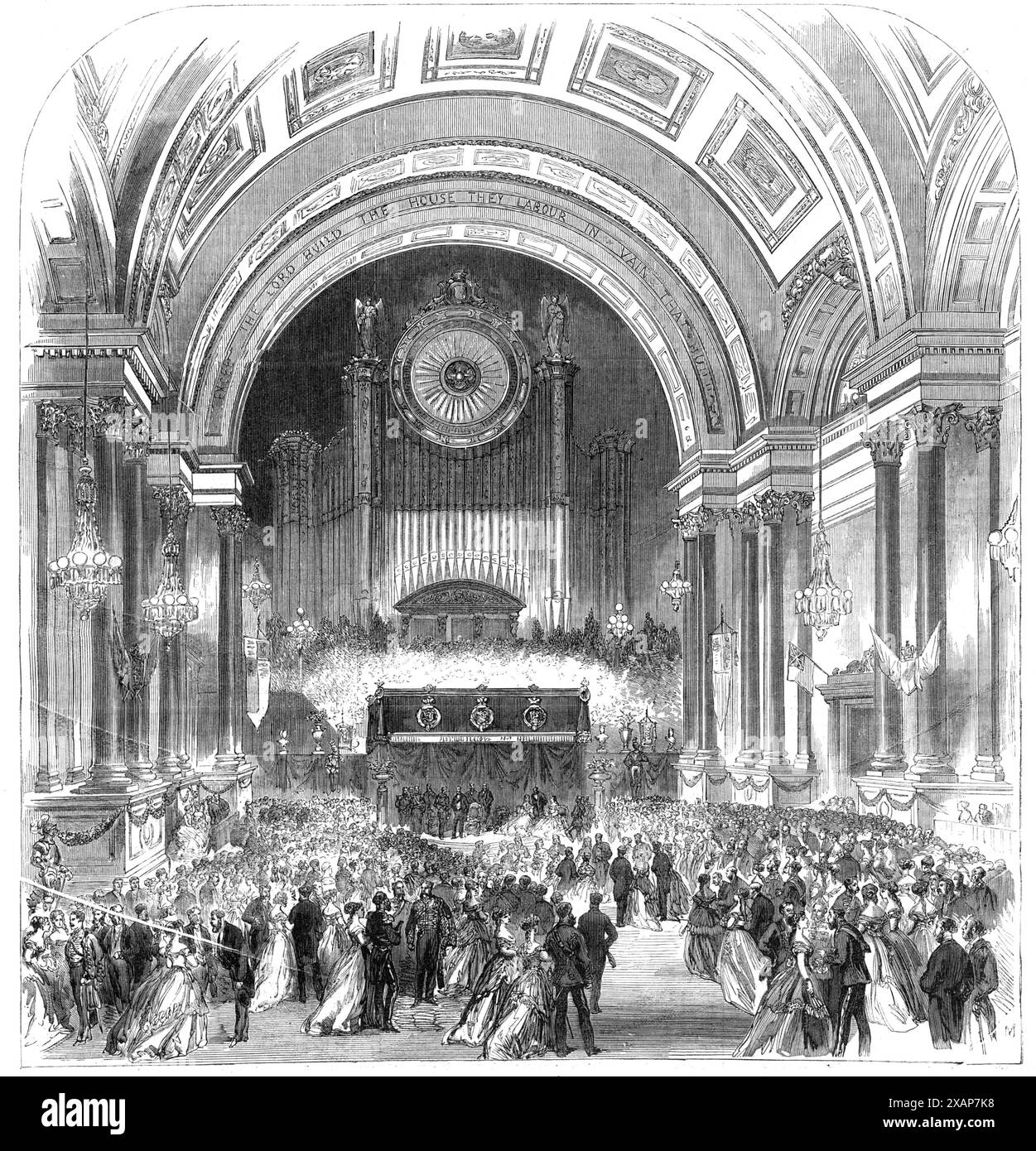 Visita del Principe di Galles a Leeds: Il ballo del Sindaco al municipio, 1868. "La sera sua altezza reale [il futuro re Edoardo VII] ha partecipato a un ballo dato dal sindaco e dalla signora Fairbairn, nella Victoria Hall del nuovo municipio. I preparativi sono stati splendidi. L'interno della sala, che è molto bella, era stato abbellito da costose decorazioni da artisti londinesi. L'arredamento generale degli appartamenti destinato alla reception e al ritiro del Principe era stato intrusted ai signori Morant, Boyd, and Co., di Bond-Street, dai quali erano stati assunti parte del mio staff Foto Stock