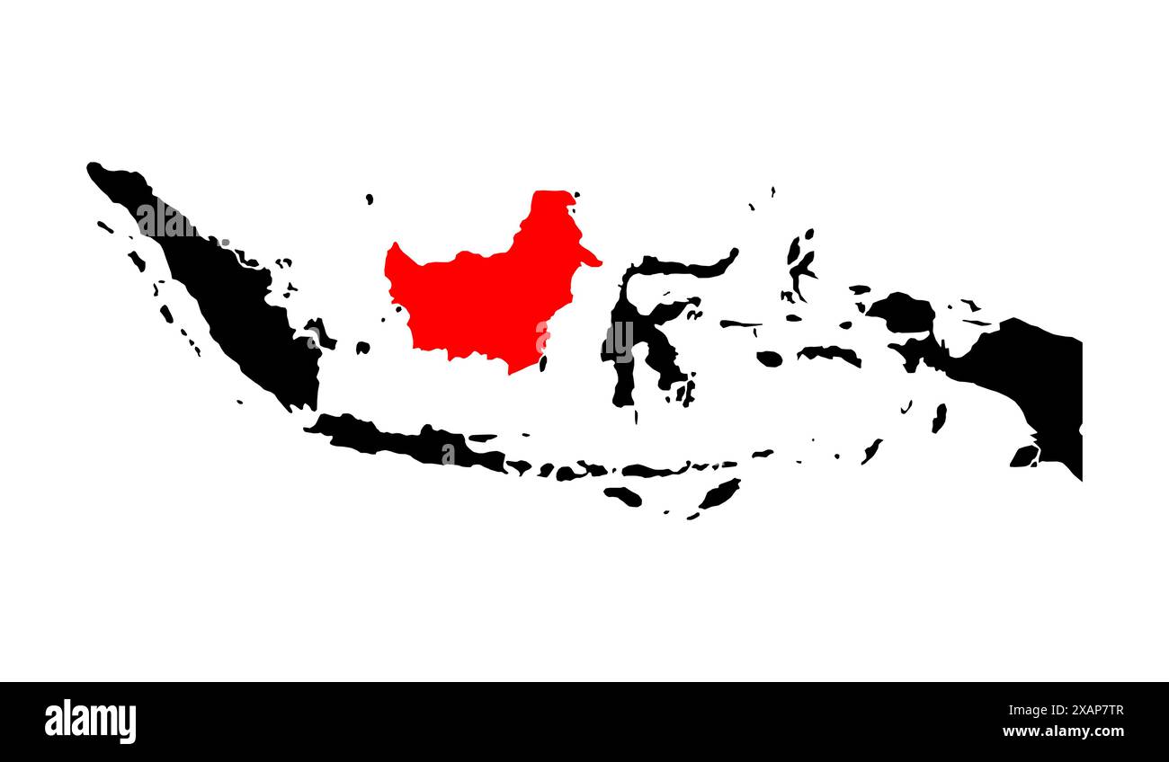 Indonesia dettagliata forma della mappa Kalimantan, icona del concetto grafico Flat web simbolo illustrazione vettoriale . Illustrazione Vettoriale