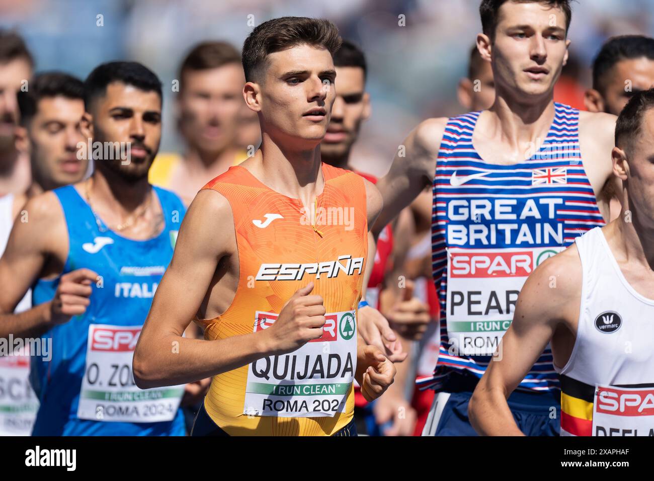 Roma, Italia. 8 giugno 2024. ROMA, ITALIA - 8 GIUGNO: Alejandro Quijada di Spagna gareggia nei 3000 m Steeplechase uomini durante la seconda giornata dei Campionati europei di atletica leggera - Roma 2024 allo Stadio Olimpico l'8 giugno 2024 a Roma, Italia. (Foto di Joris Verwijst/Agenzia BSR) credito: Agenzia BSR/Alamy Live News Foto Stock