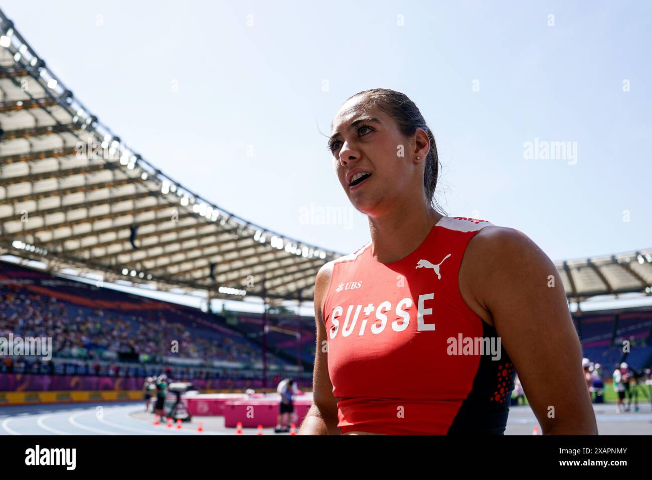 Roma, Italia. 8 giugno 2024. Roma, Italia, 8 giugno 2024: Lea Bachmann (Svizzera) durante la gara di pole vault durante i Campionati europei di atletica leggera 2024 allo Stadio Olimpico di Roma, Italia. (Daniela Porcelli/SPP) credito: SPP Sport Press Photo. /Alamy Live News Foto Stock