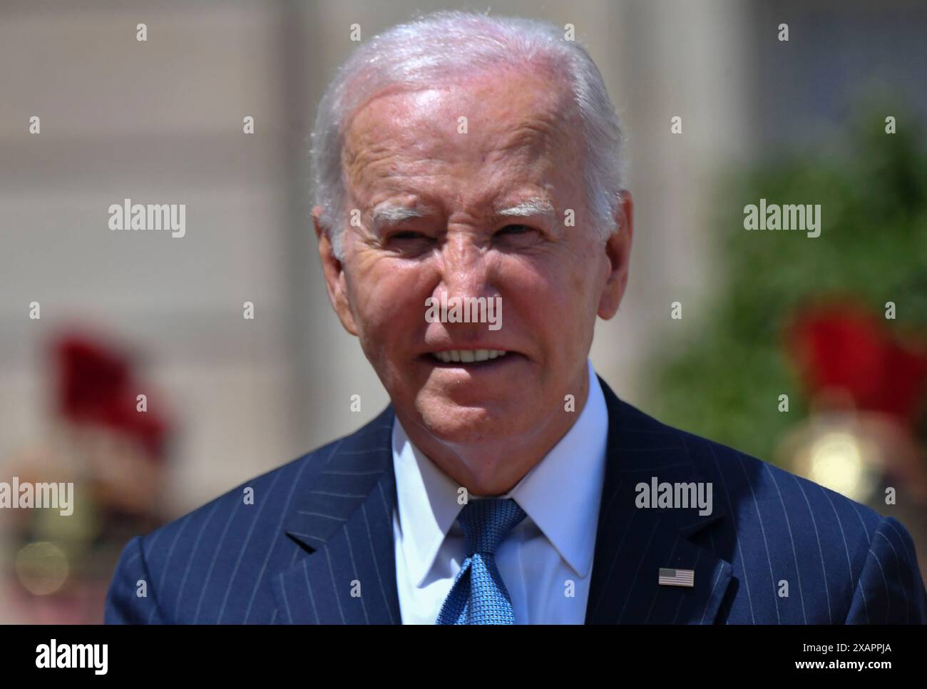 Francia, Parigi, 2024-06-08. Il presidente degli Stati Uniti, Joe Biden, ha ricevuto all'Elysee durante la sua visita di stato in Francia. Fotografia di Francois Pauletto France, Parigi, 2024-06-08. Le Président des USA M. Joe Biden recu a l'Elysee lors de sa visite d'etat en France. Photographie de Francois Pauletto Foto Stock