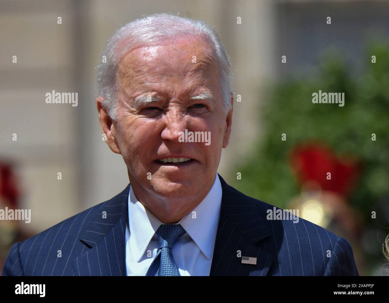 Francia, Parigi, 2024-06-08. Il presidente degli Stati Uniti, Joe Biden, ha ricevuto all'Elysee durante la sua visita di stato in Francia. Fotografia di Francois Pauletto France, Parigi, 2024-06-08. Le Président des USA M. Joe Biden recu a l'Elysee lors de sa visite d'etat en France. Photographie de Francois Pauletto Foto Stock