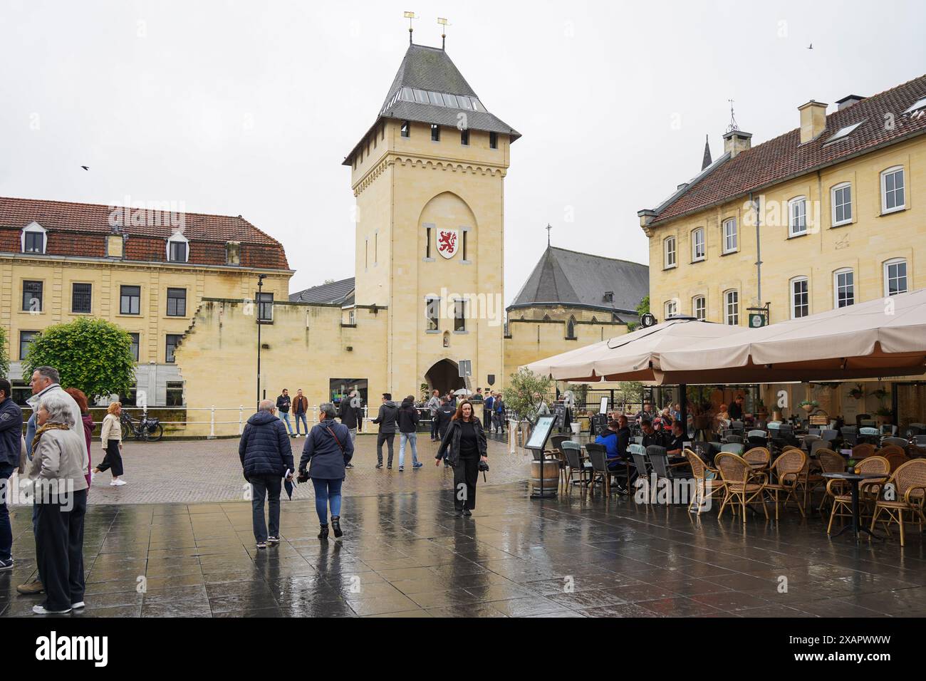 De Geulpoort, centro storico di Valkenburg aan de Geul, autentica architettura della casa di Marna, Limburgo, Paesi Bassi. Foto Stock