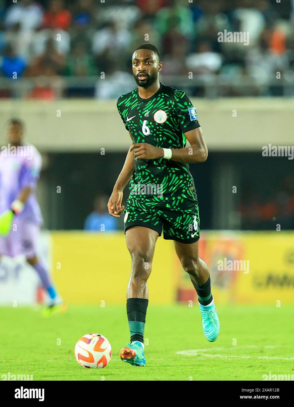 Uyo, Nigeria, 7 giugno 2024, Nigeria vs Sudafrica. Qualificazione alla Coppa del mondo FIFA 2026. Semi Ajayi. Credito: Victor modo credito: Victor modo/Alamy Live News Foto Stock