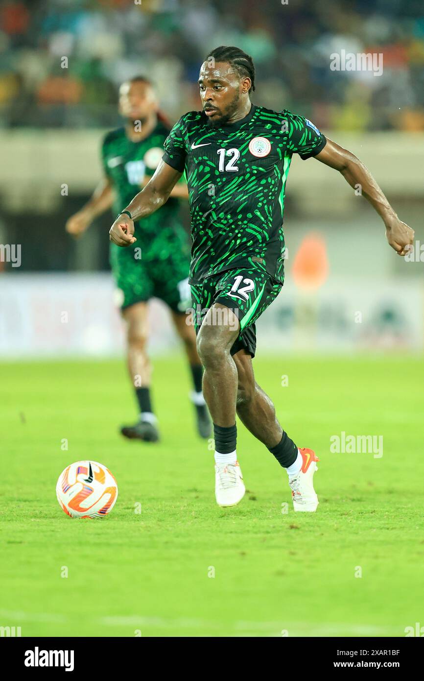 Uyo, Nigeria, 7 giugno 2024, Nigeria vs Sudafrica. Qualificazione alla Coppa del mondo FIFA 2026. Brillante Osayi Samuel. Credito: Victor modo credito: Victor modo/Alamy Live News Foto Stock