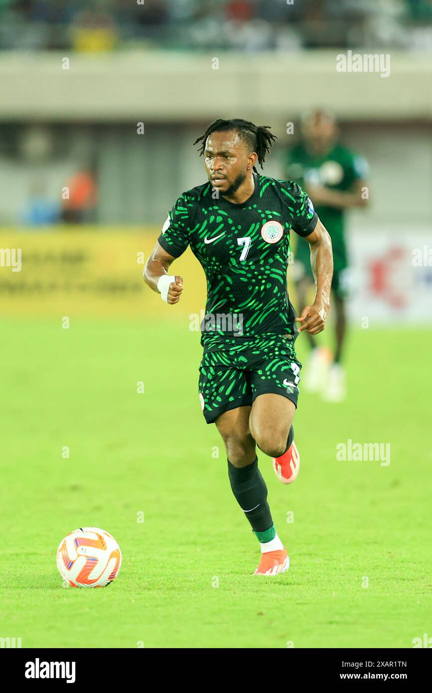 Uyo, Nigeria, 7 giugno 2024, Nigeria vs Sudafrica. Qualificazione alla Coppa del mondo FIFA 2026. Ademola Lookman. Credito: Victor modo credito: Victor modo/Alamy Live News Foto Stock