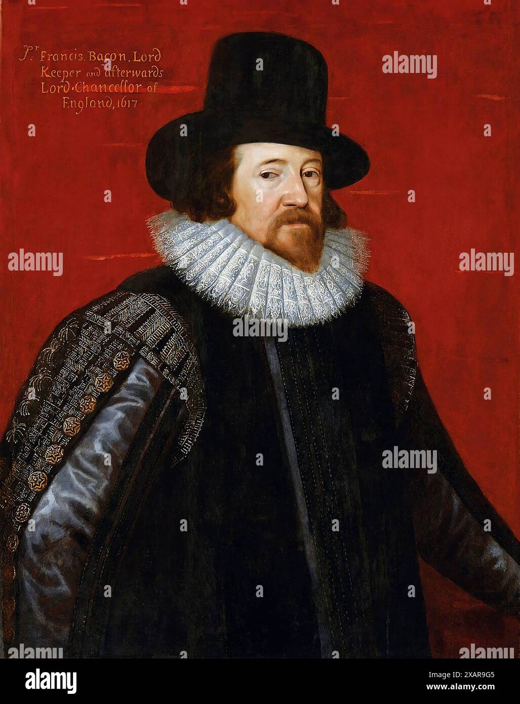 Francis Bacon. Ritratto del filosofo e statista inglese, Francis Bacon, i visconte St Alban (1561-1626) di Paul van Somer i, olio su tavola, 1617 Foto Stock