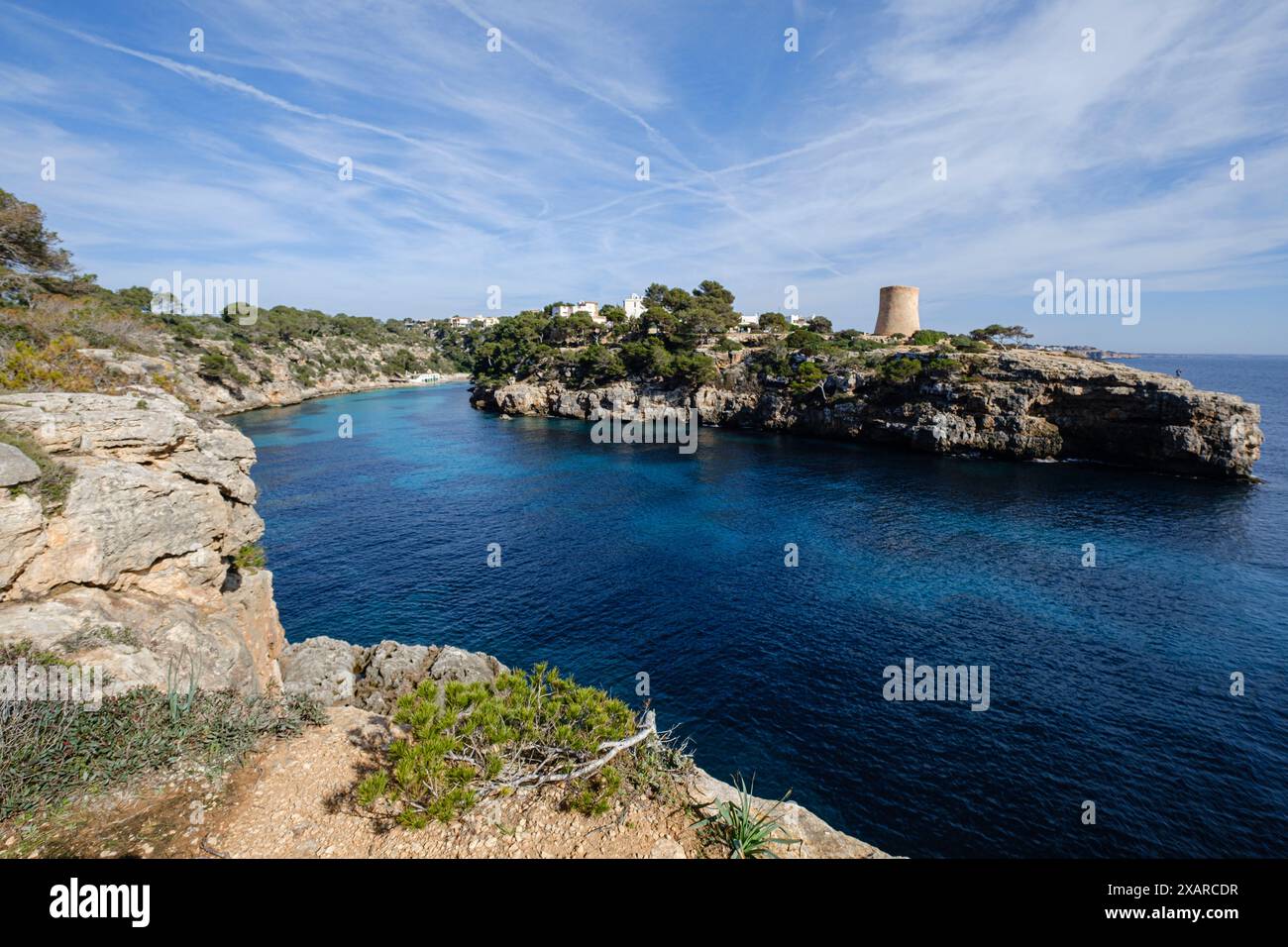 Torre cala Pi, Cala pi, Llucmajor, Mallorca, Isole Baleari, Spagna. Foto Stock