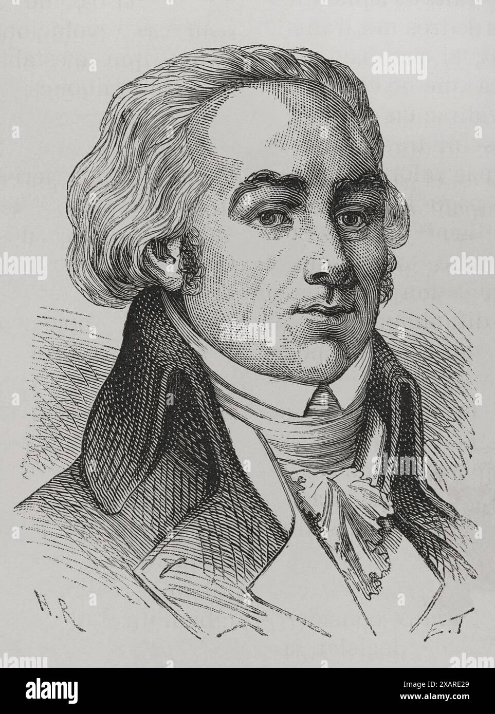 Pierre-Gaspard Chaumette (Pierre Gaspard Anaxagore Chaumette) (1763-1794). Politico francese. Nel 1790 entrò a far parte del Club des Cordeliers (Cordeliers Club). Era un fervente anticlericale. Verticale. Incisione. "Storia della Rivoluzione francese". Volume i, 1876. Foto Stock