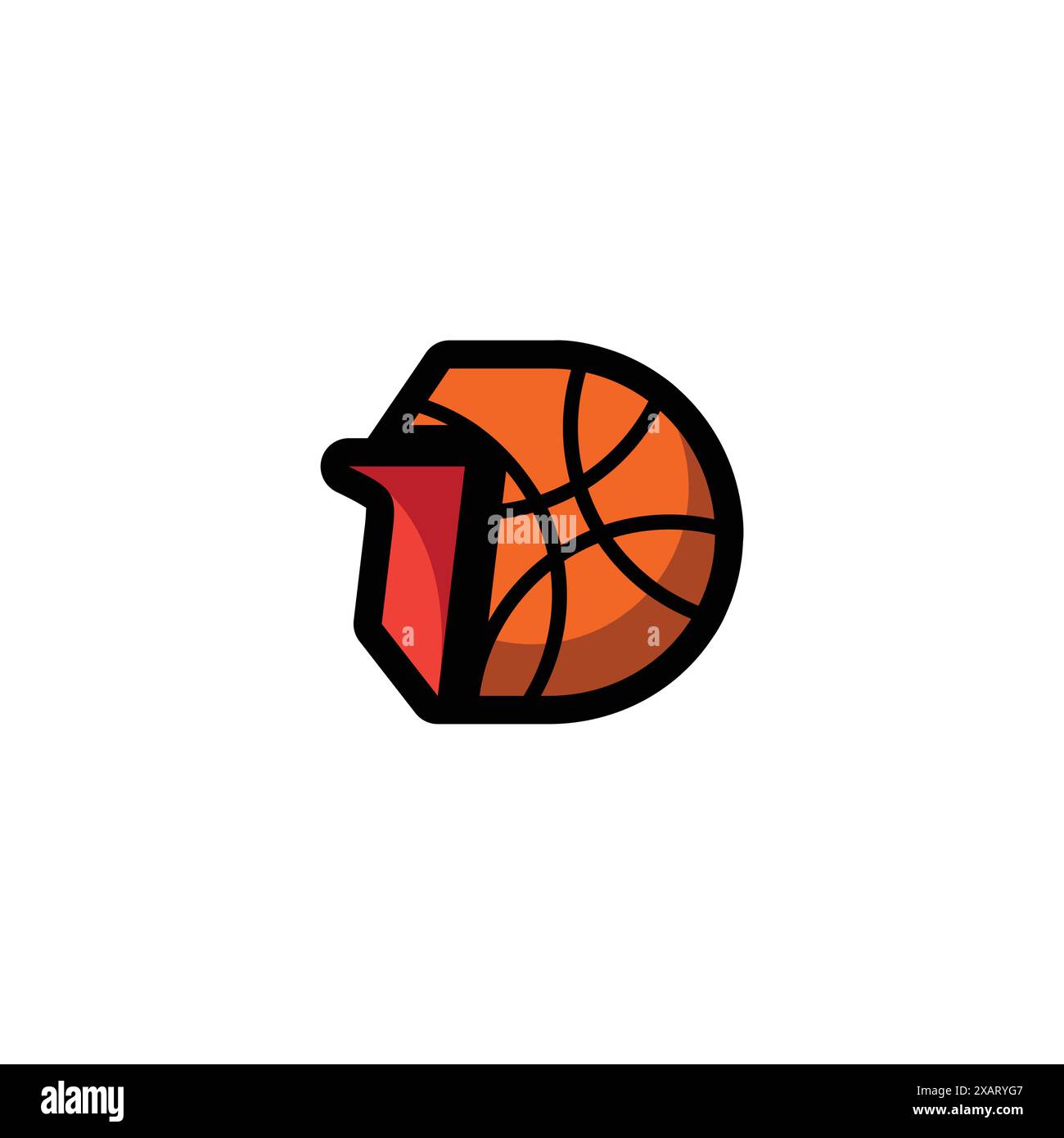 Logo da basket con lettera D e modello numero uno. Illustrazione vettoriale Illustrazione Vettoriale