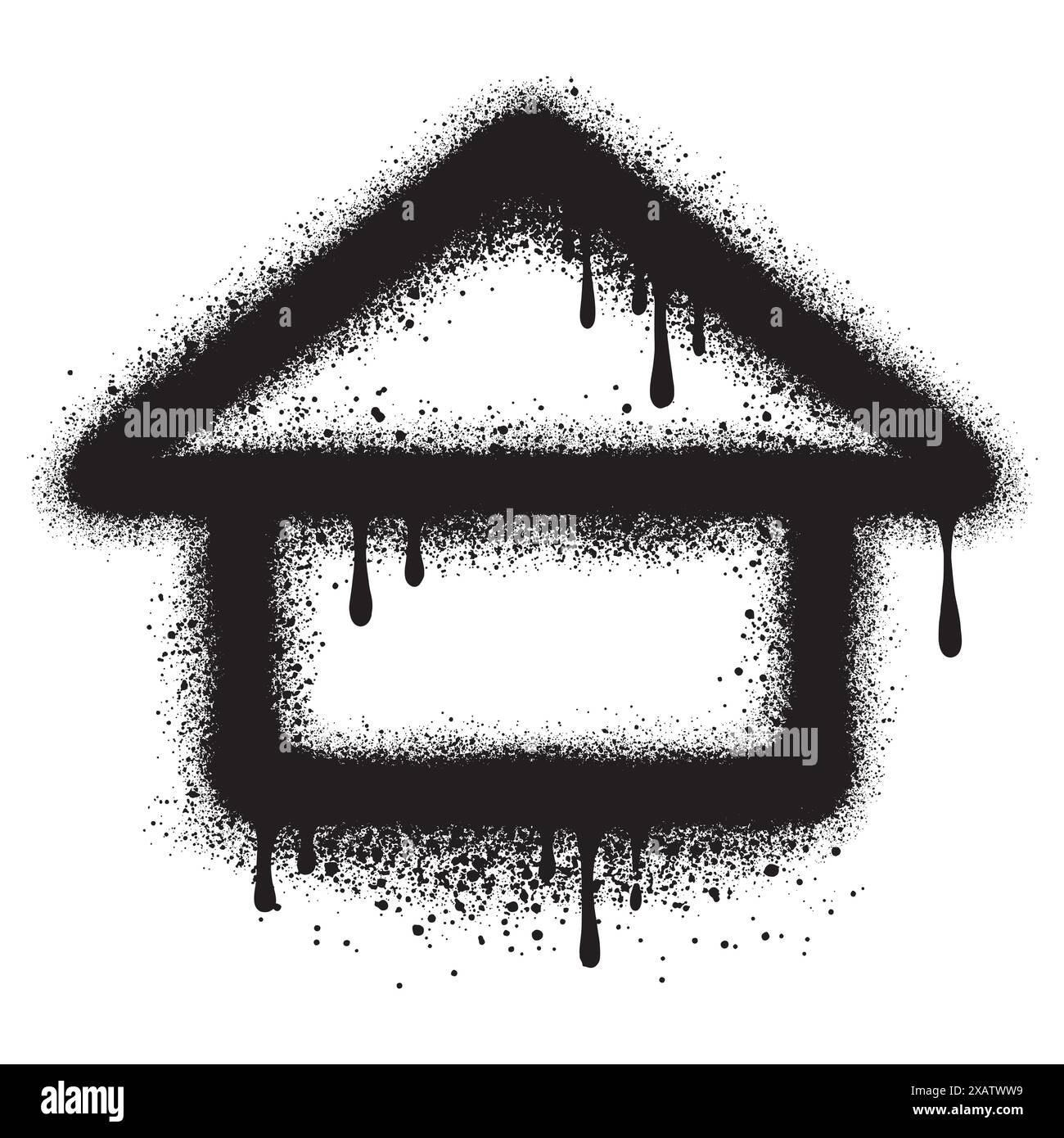 Casa Graffiti verniciata a spruzzo spruzzata isolata con sfondo bianco. Illustrazione Vettoriale