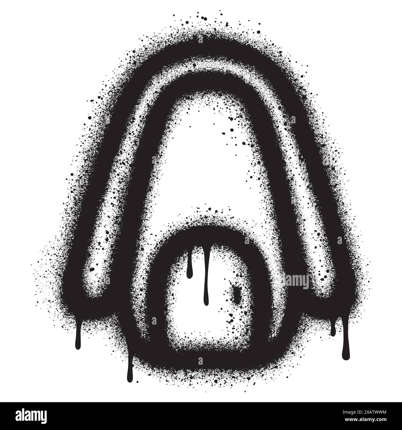 Casa Graffiti verniciata a spruzzo spruzzata isolata con sfondo bianco. Illustrazione Vettoriale