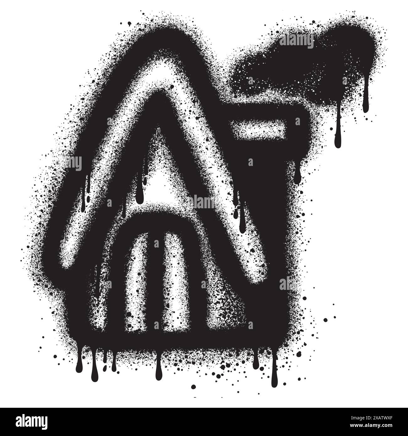 Casa Graffiti verniciata a spruzzo spruzzata isolata con sfondo bianco. Illustrazione Vettoriale