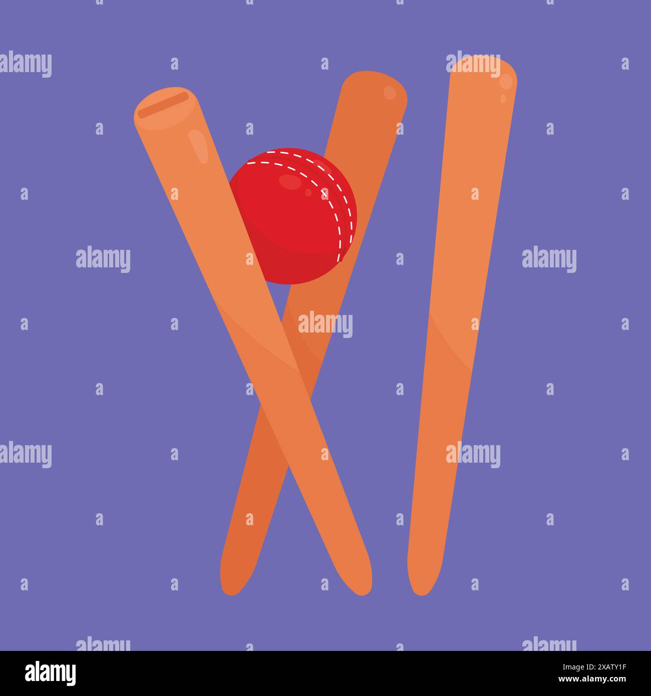 palla di cricket che colpisce i wickets. Cricket Stumps Wicket Out. Vettore icona di wicket out Cricket Illustrazione Vettoriale