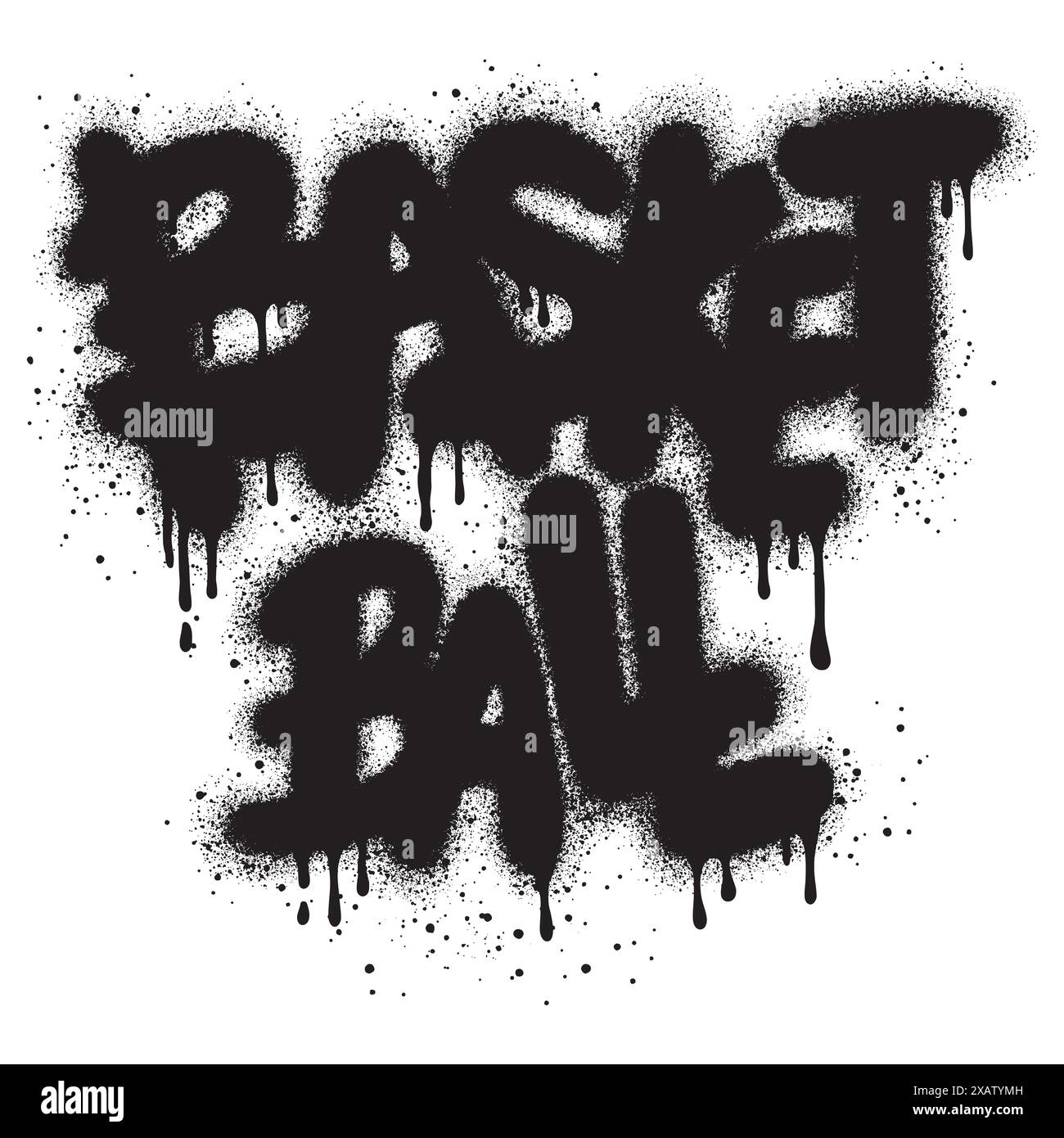 Testo Graffiti Basketball in bianco e nero. Illustrazione Vettoriale