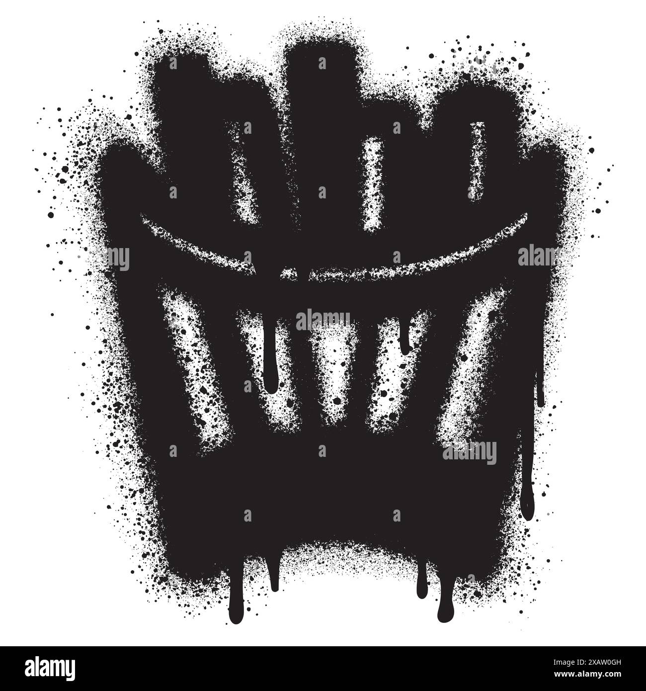 logo patatine fritte in stile urban graffiti con vernice spray nera. illustrazione vettoriale. Illustrazione Vettoriale