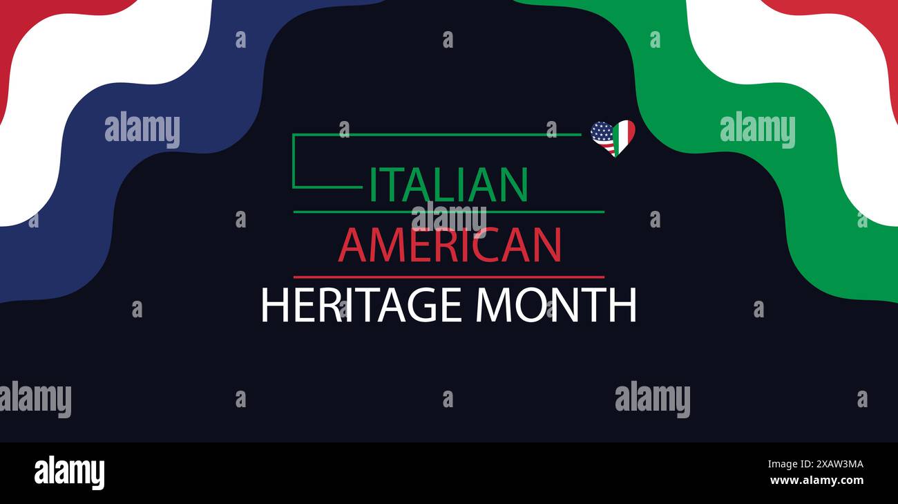 Celebra il mese della tradizione italo-americana con questa splendida bandiera Illustrazione Vettoriale