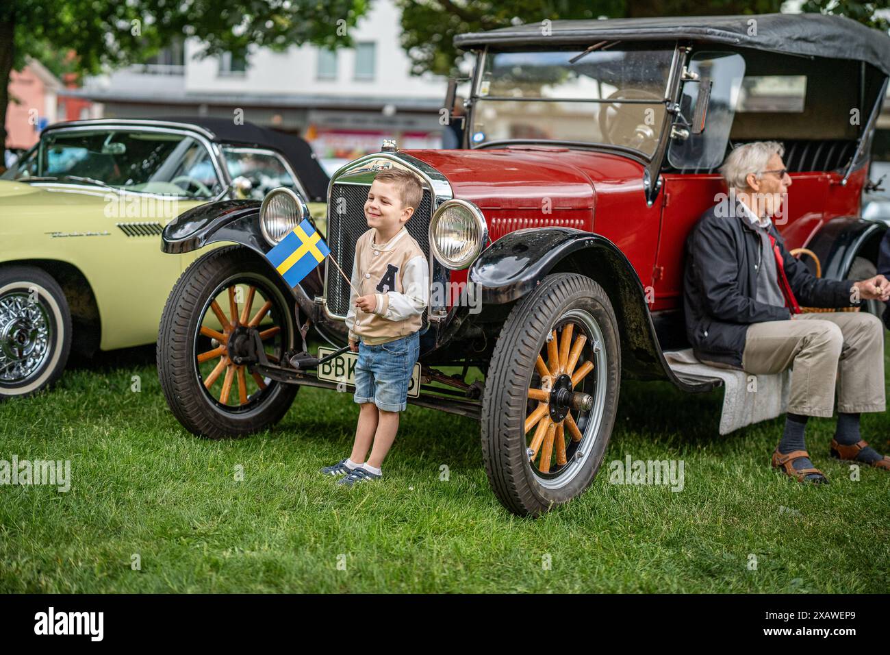 Ford T 1926 alla festa nazionale svedese nel Parco Olai. Questo giorno coincide con la storica giornata di Motor in Svezia Foto Stock