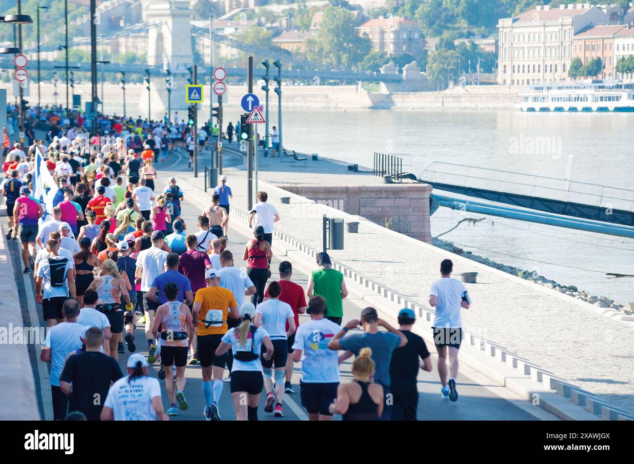 Corsa della folla a Marathon Foto Stock