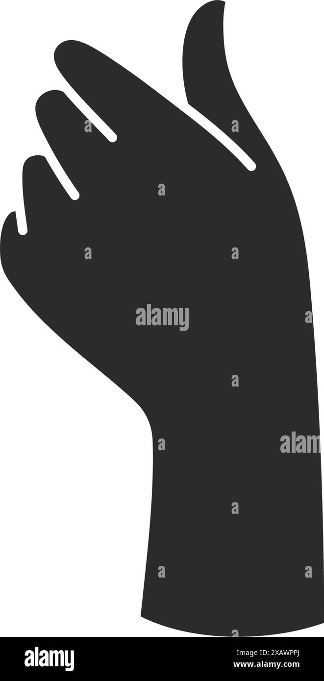 Immagine vettoriale della silhouette delle dita e del gesto del palmo della mano della donna magica. Disegno in stile boho per il modello di stampa di poster per l'arte murale. Design Mystic Concept Illustrazione Vettoriale