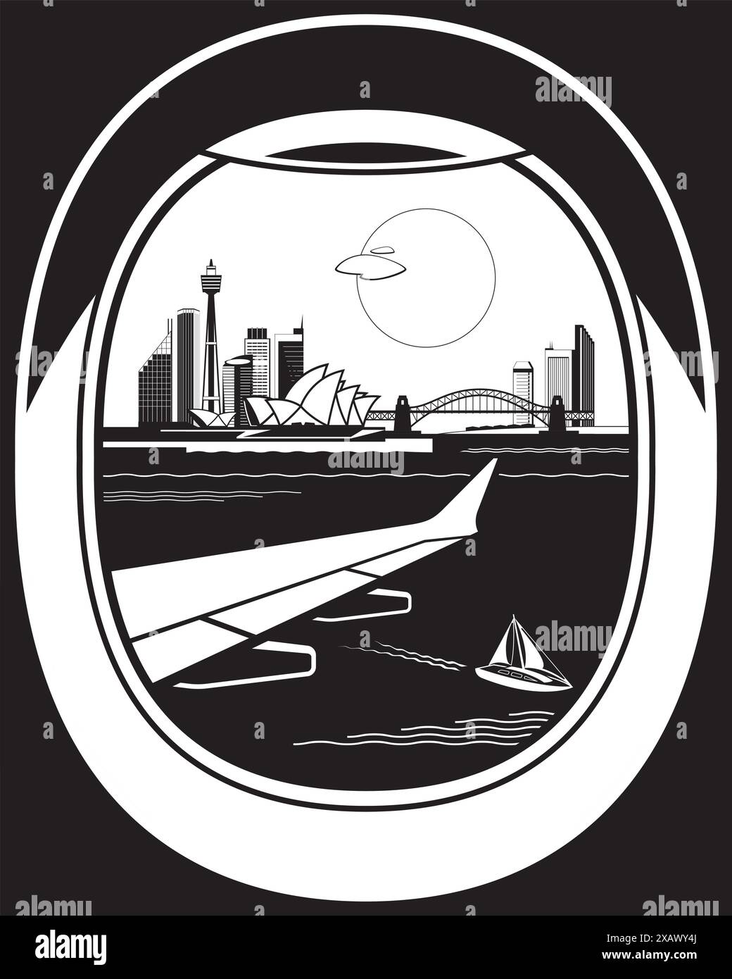 Vista dall'aereo passeggeri a Sydney - illustrazione vettoriale Illustrazione Vettoriale