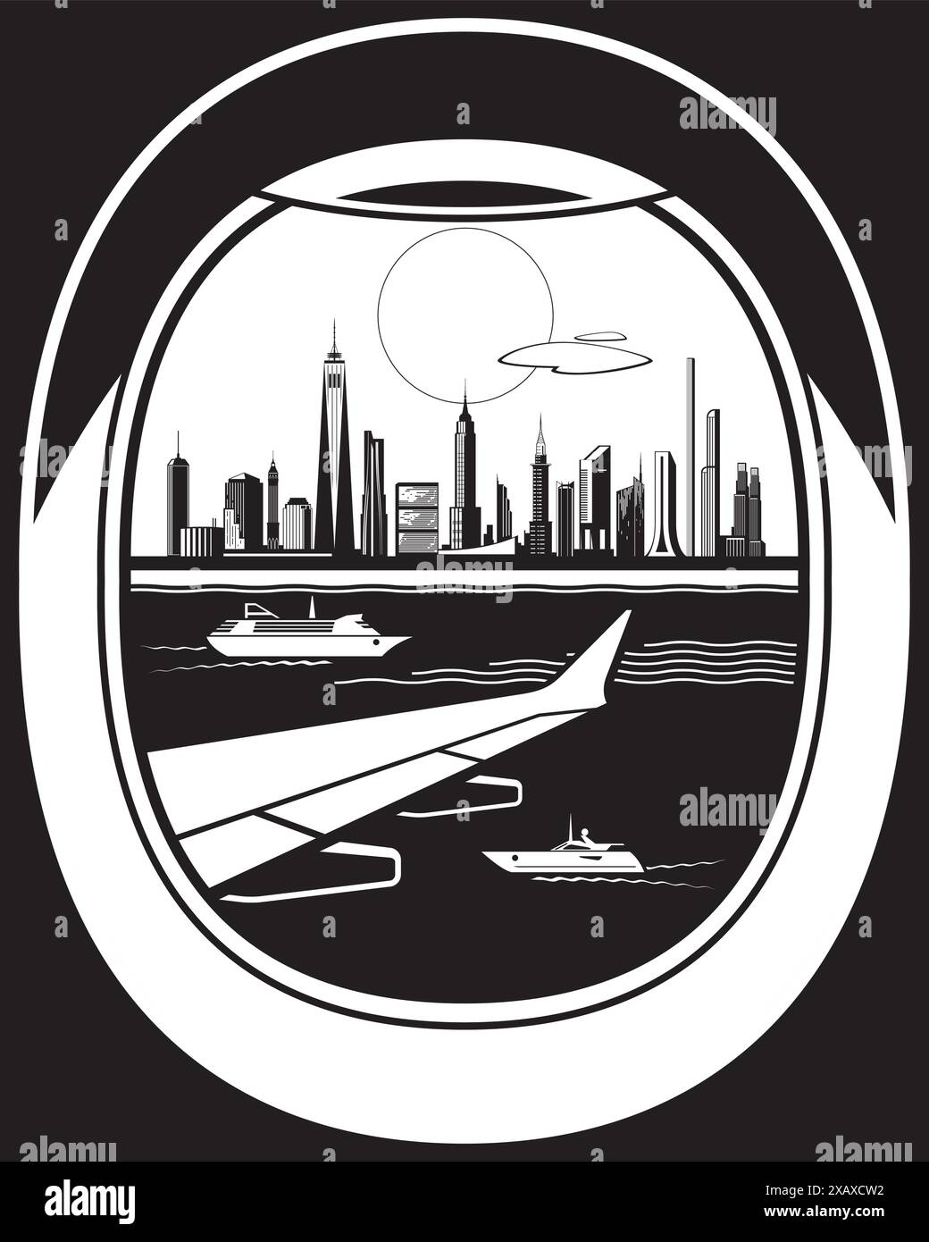 Vista dall'aereo passeggeri a New York - illustrazione vettoriale Illustrazione Vettoriale