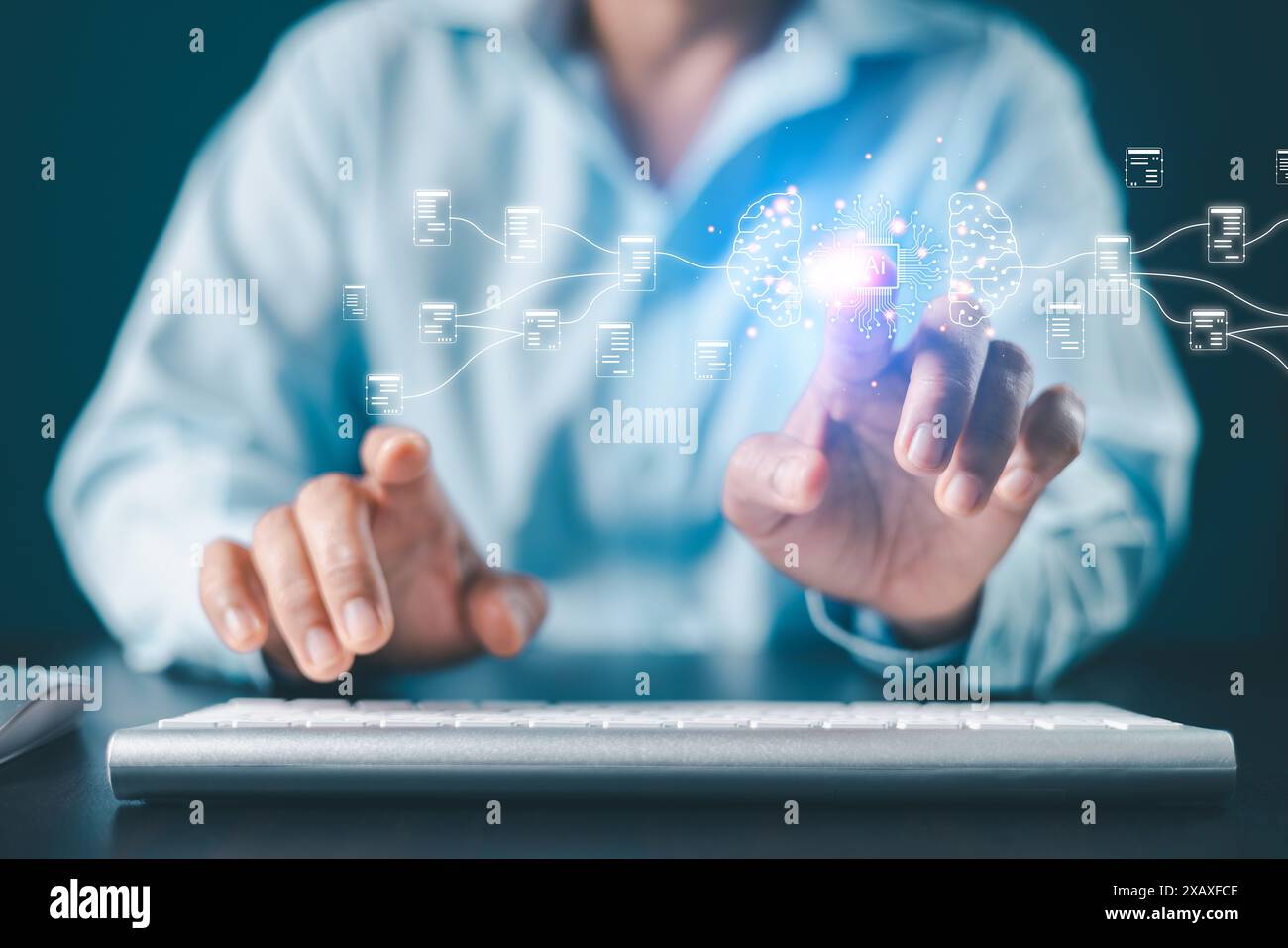 La tecnologia DELL'INTELLIGENZA ARTIFICIALE rivoluziona il business utilizzando sistemi informativi avanzati e intelligence di rete per un apprendimento efficiente nel cyberspazio. Nella Foto Stock