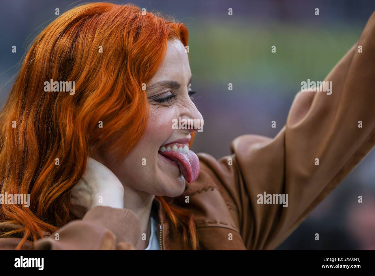 Veronica Scopelliti conosciuta professionalmente come Noemi partecipa come ospite al Vasco Live 2024 allo stadio San Siro. (Foto di Fabrizio Carabelli / SOPA Images/Sipa USA) Foto Stock