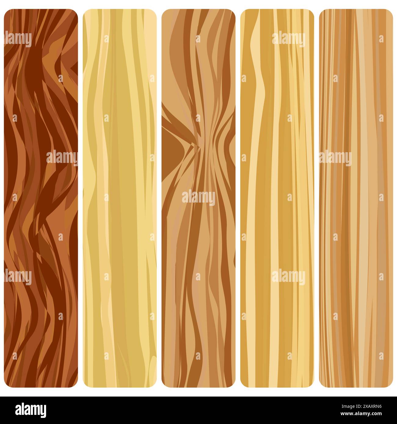 Cinque tavole di legno. Struttura in legno astratto vettoriale con design piatto. Illustrazione Vettoriale