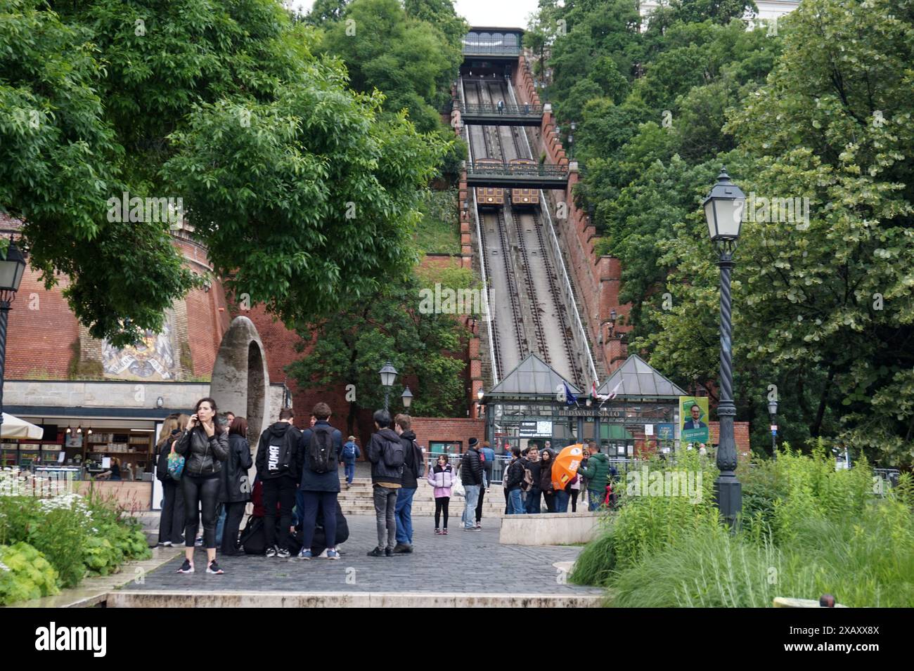 La funicolare per il Castello di Buda, Budapest, Ungheria Foto Stock