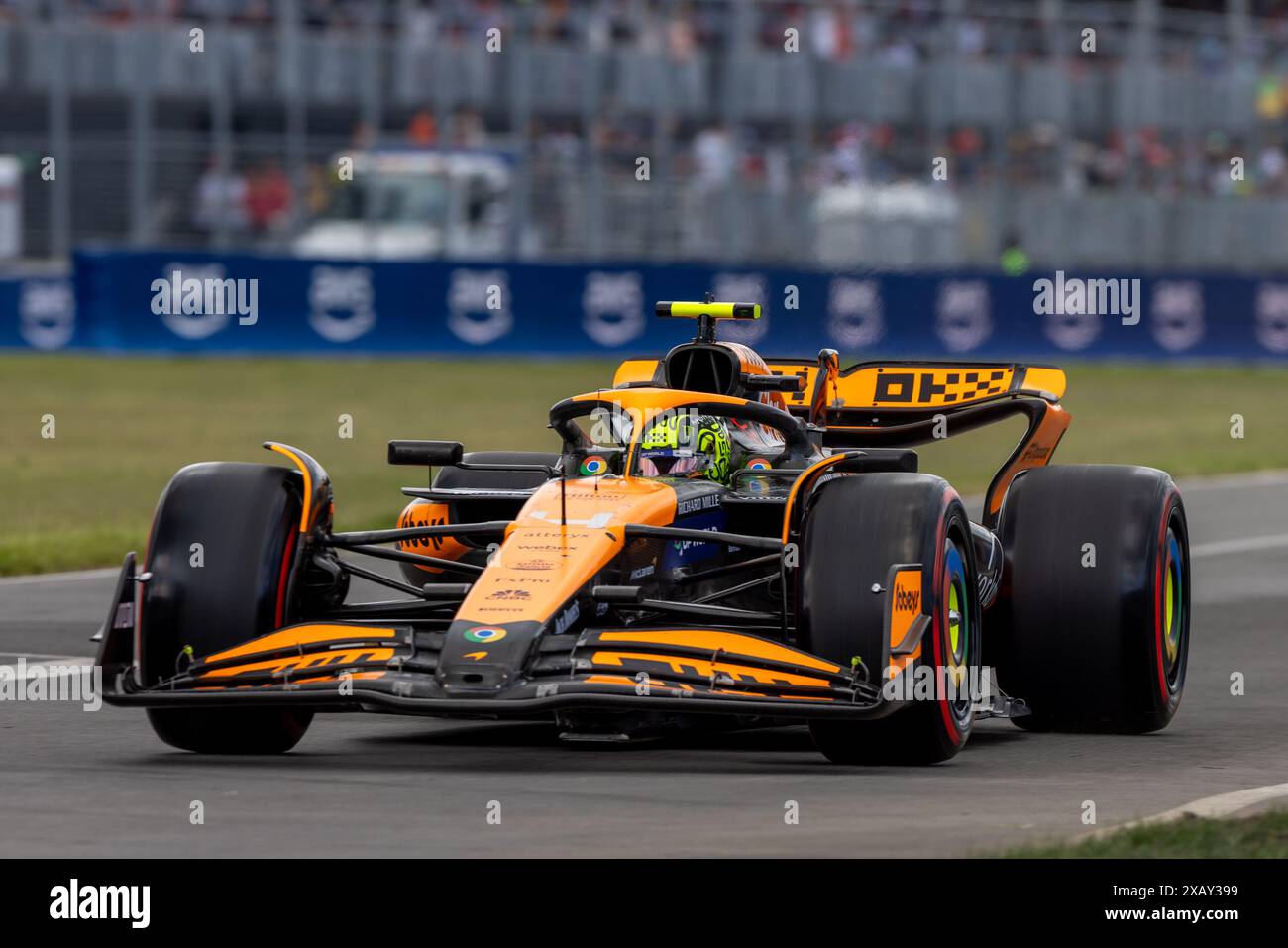 Montreal, Canada. 8 giugno 2024. Lando Norris del Regno Unito alla guida della (4) McLaren F1 Team MCL38 Mercedes, durante il GP du Canada, Formula 1, sul circuito Gilles Villeneuve. Crediti: Alessio Morgese// Emage / Alamy live news Foto Stock