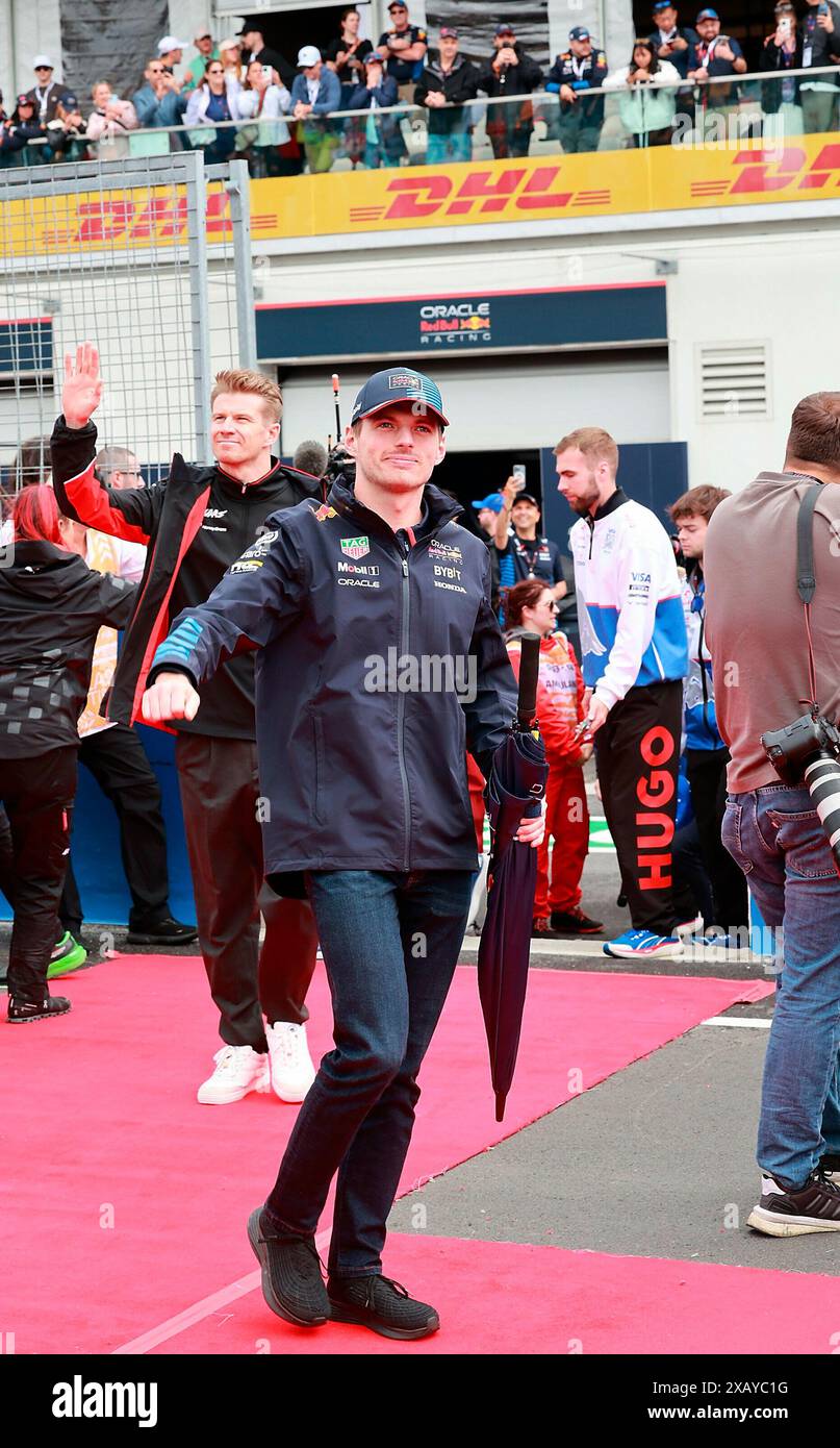 Montreal, Kanada. 9 giugno 2024. 09.06.2024, Circuit Gilles-Villeneuve, Montreal, FORMULA 1 AWS GRAND PRIX DU CANADA 2024, nella foto sfilata driver: Max Verstappen (NLD), Oracle Red Bull Racing Credit: dpa/Alamy Live News Foto Stock