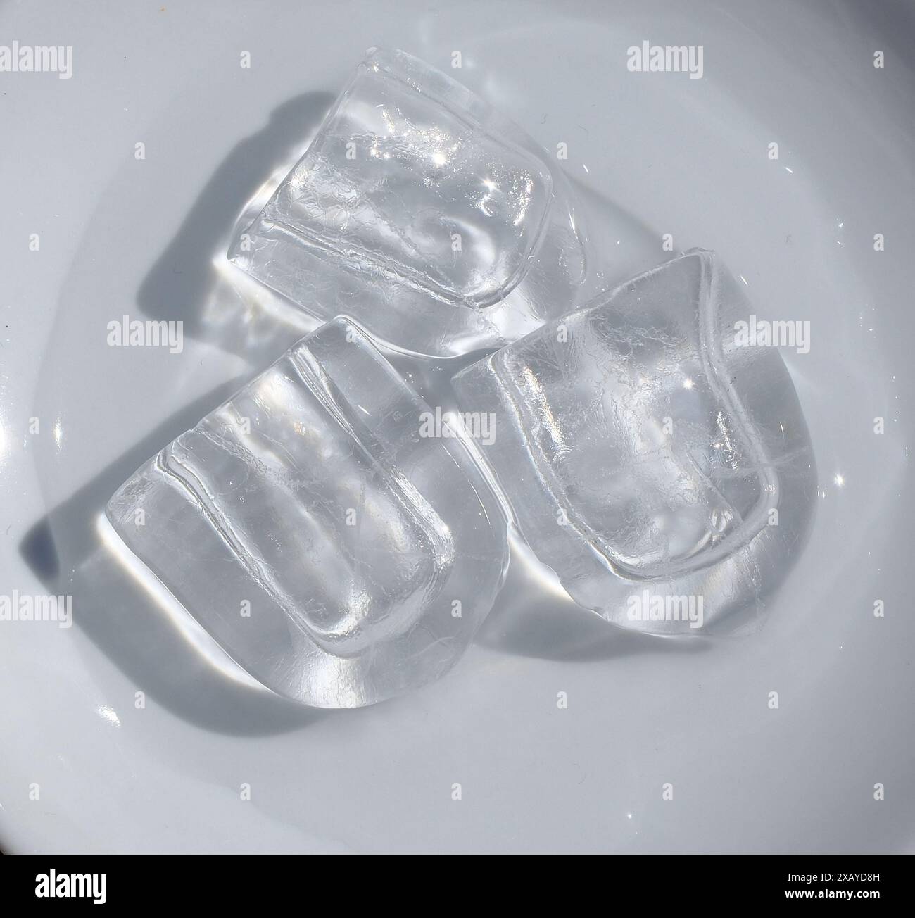 pezzi di ghiaccio su un piatto Foto Stock