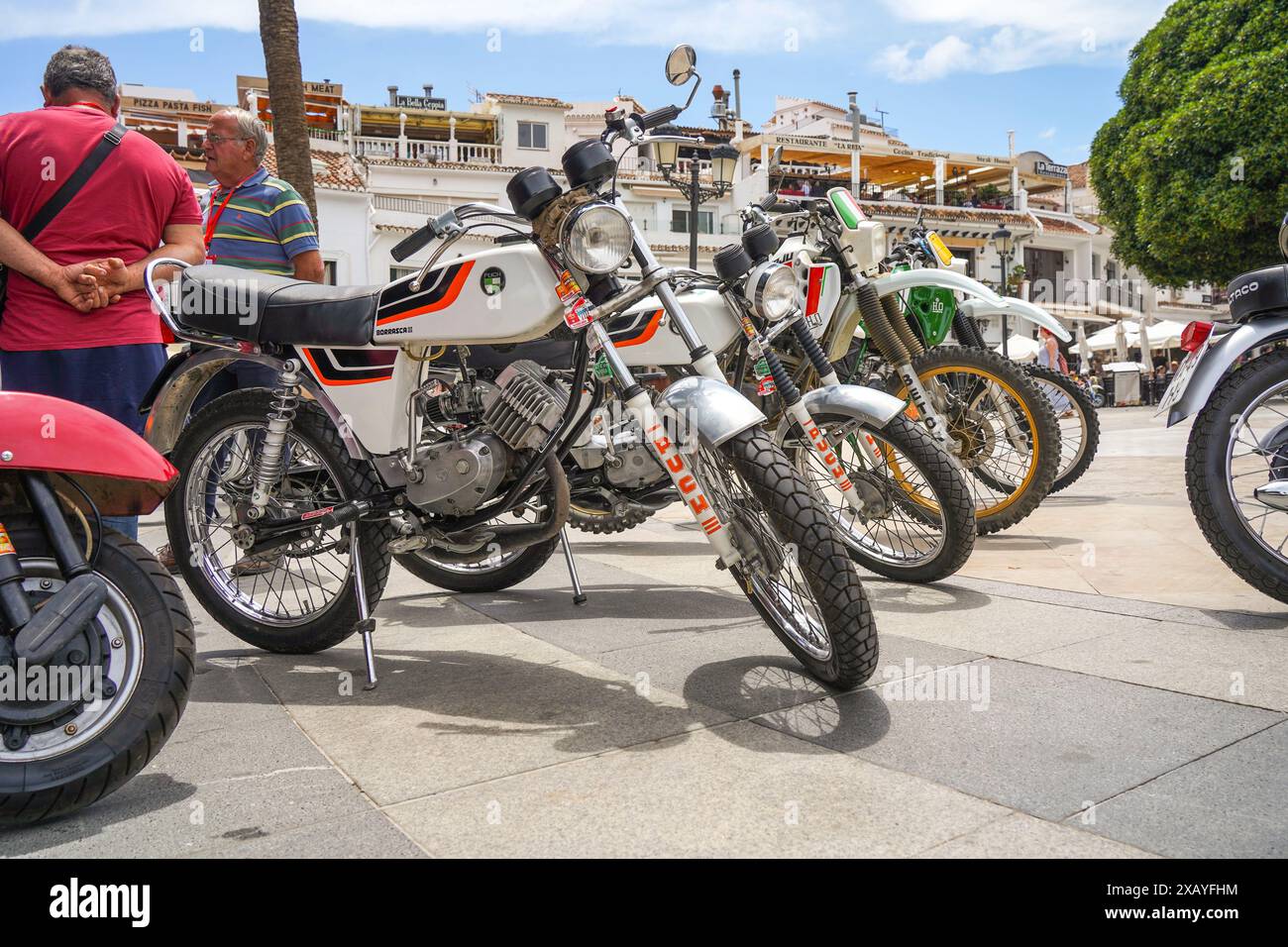 Bicicletta classica Puch Borrasca 3 in mostra durante un incontro annuale di motociclette classiche a Mijas, Andalusia, Spagna. Foto Stock