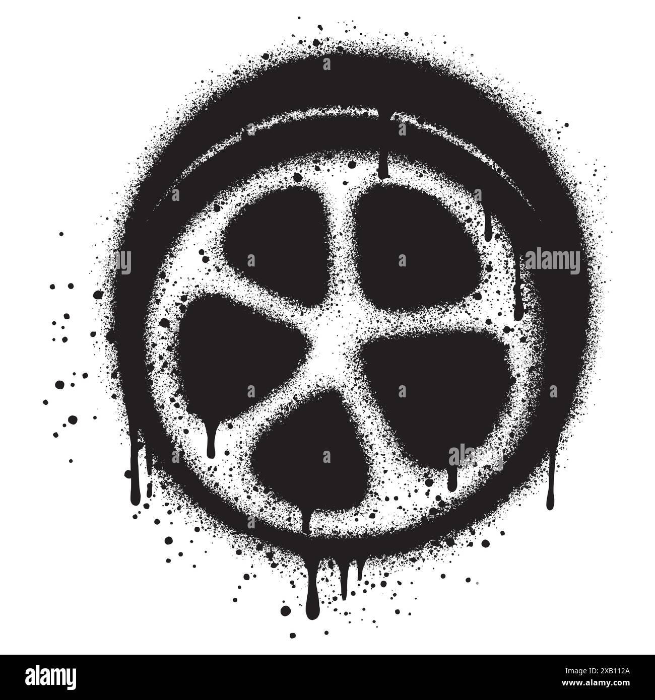 Graffiti emoticon al limone con vernice spray nera.illustrazione vettoriale. Illustrazione Vettoriale