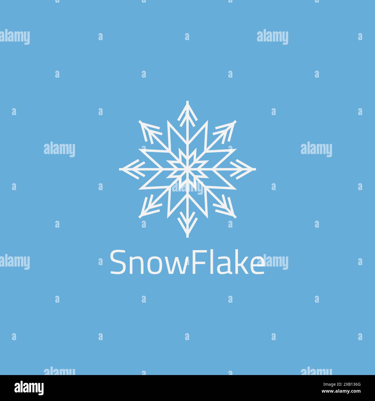 Esclusivo logo con fiocco di neve a forma di ottagramma. Illustrazione Vettoriale