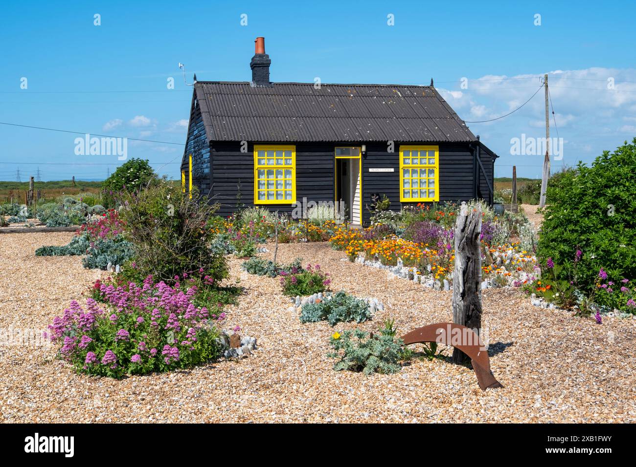 Prospect Cottage ex casa del regista Derek Jarman, Dungeness, Kent, Regno Unito Foto Stock