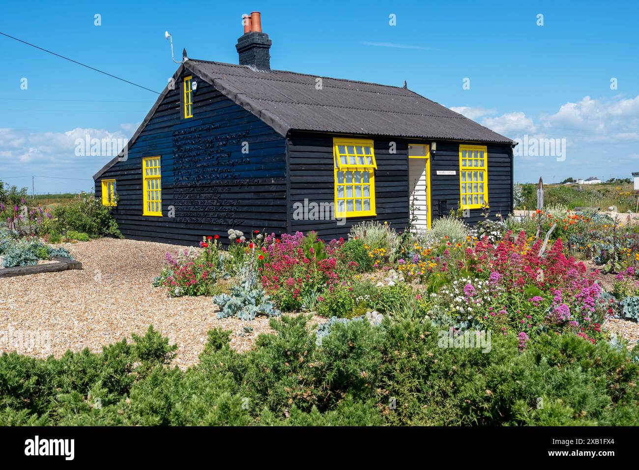 Prospect Cottage ex casa del regista Derek Jarman, Dungeness, Kent, Regno Unito Foto Stock